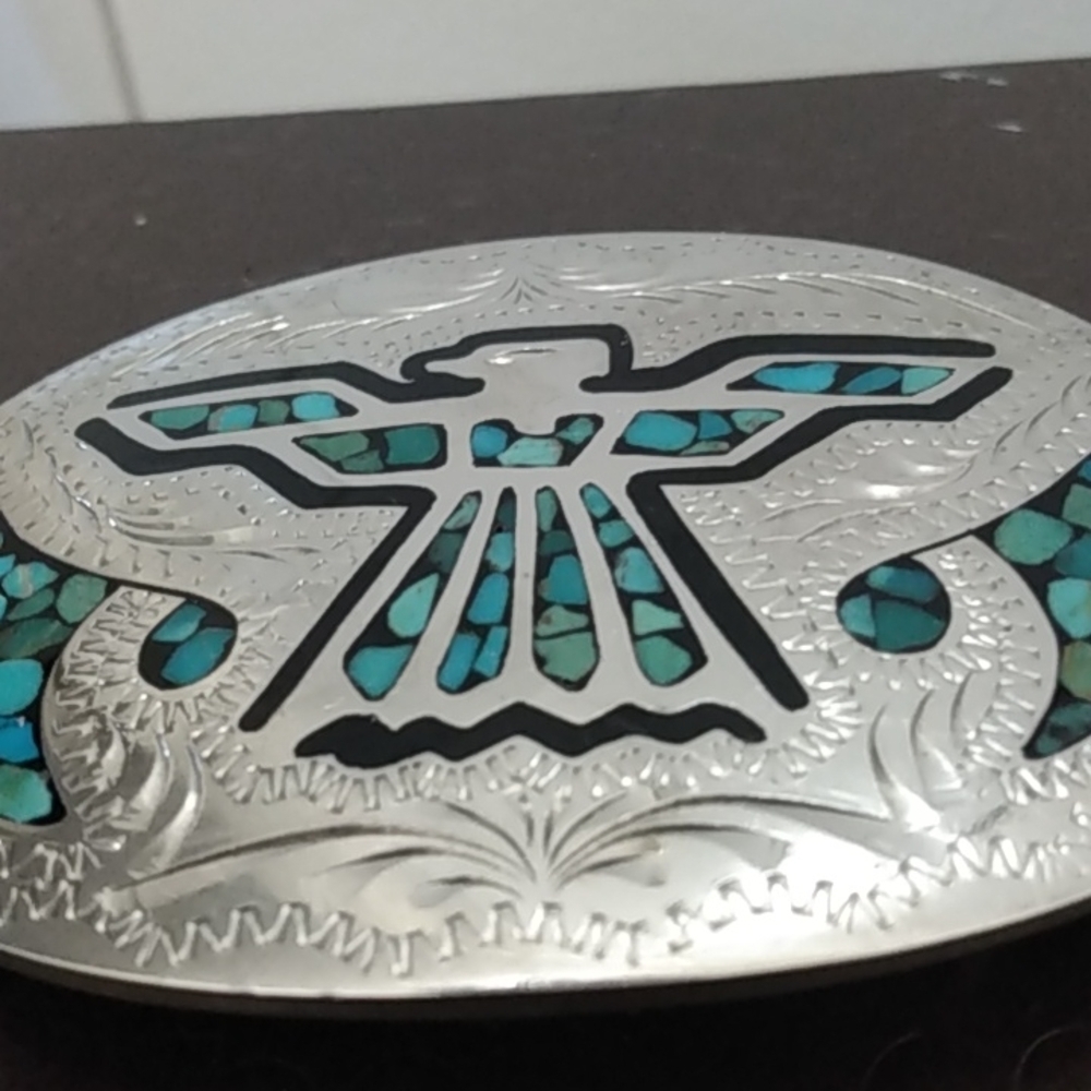 Solid Silver Vintage Artisan Navajo Belt Buckle - Picture 6 of 7